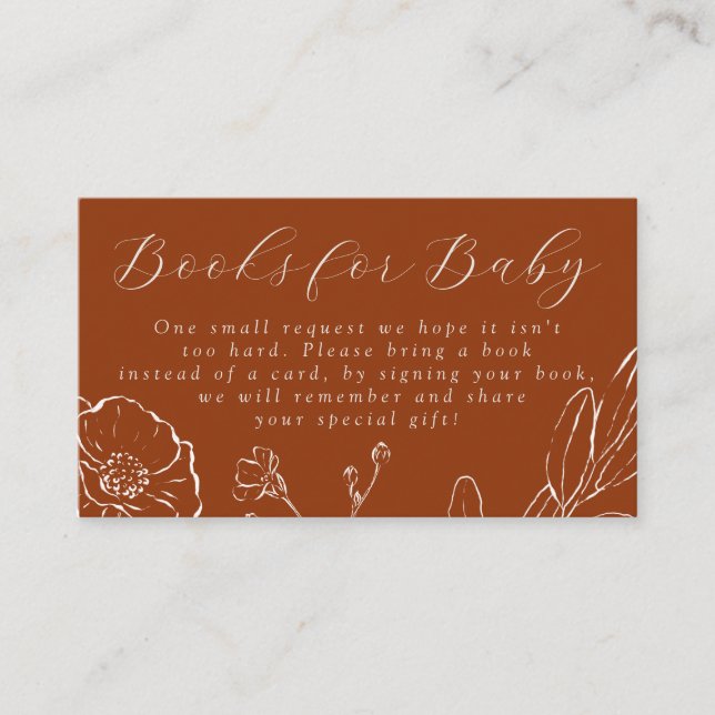 Bücher für Baby Elegant Burnt Orange Botanical Begleitkarte (Vorderseite)