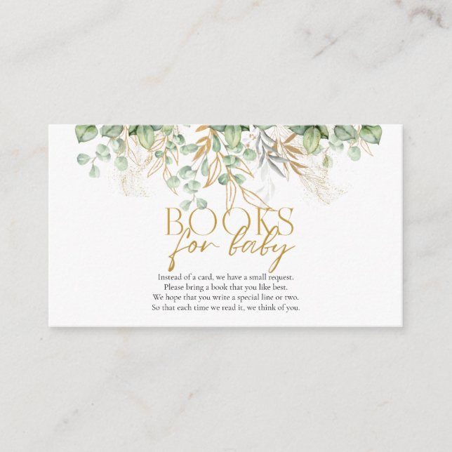 Bücher für Baby Eucalyptus Greenery Baby Shower Begleitkarte (Vorderseite)