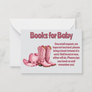 Bücher für Baby Girl and Diaper Raffle Cowboy Styl Mitteilungskarte