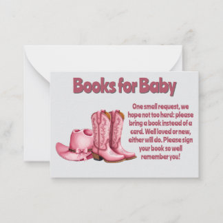Bücher für Baby Girl and Diaper Raffle Cowboy Styl Mitteilungskarte