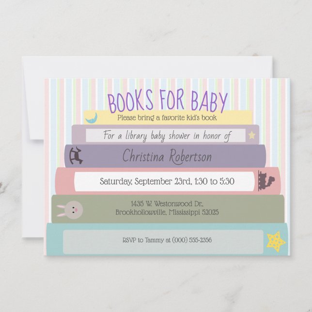 Bücher für Baby Girl Babydusche Einladung (Vorderseite)