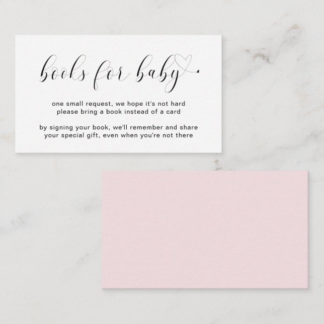 Bücher für Baby Girl Heart Pink Simple Baby Dusche Begleitkarte (Vorne/Hinten)