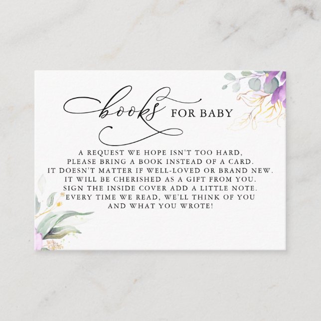 Bücher für Baby Gold Green Request Card Begleitkarte (Vorderseite)