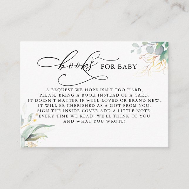 Bücher für Baby Gold Green Request Card Begleitkarte (Vorderseite)