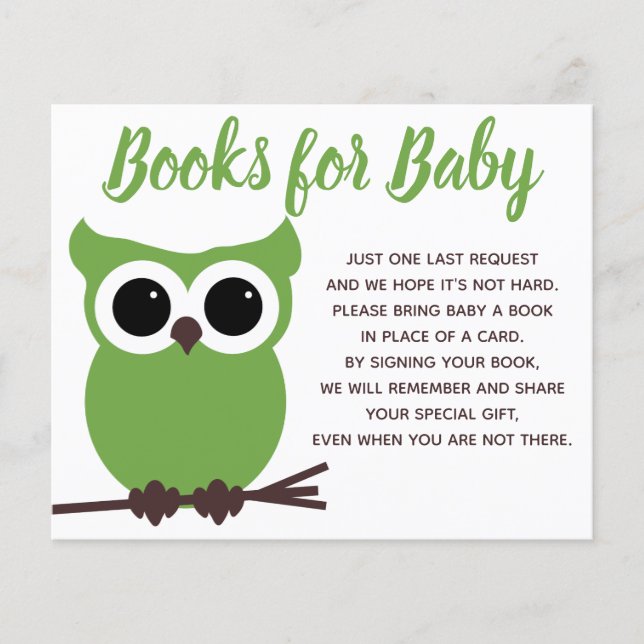 Bücher für Baby Green Owl Babydusche (Vorderseite)
