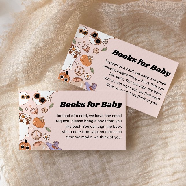 Bücher für Baby Groovy Halloween Ghost Baby Dusche Begleitkarte (Von Creator hochgeladen)