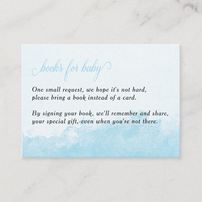 Bücher für Baby Ink Wash Texture Blue Baby Dusche Begleitkarte (Vorderseite)