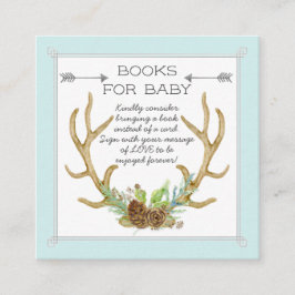 Bücher für Baby-Karte Boho Rotwild-Geweih-Waldholz Quadratische Visitenkarte