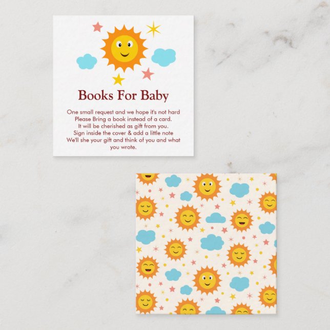Bücher für Baby-Lächeln Sonnenschein-Babydusche Begleitkarte (Vorne/Hinten)