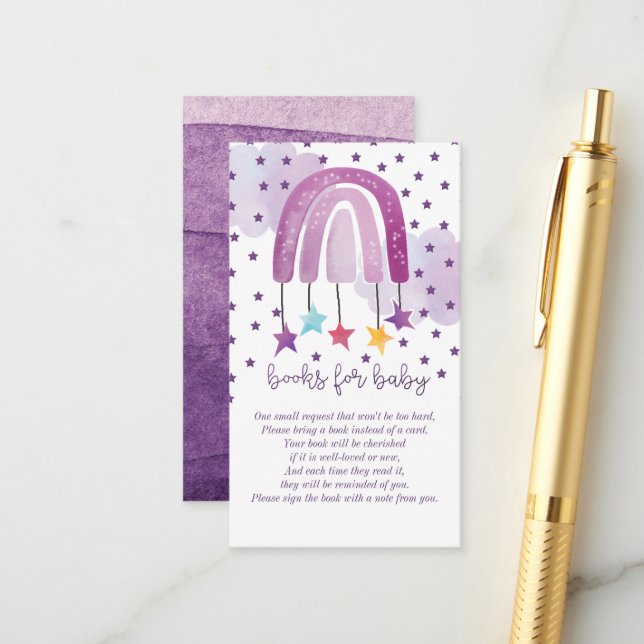 Bücher für Baby Lila Rainbow Baby Dusche Begleitkarte (Vorderseite/Rückseite Beispiel)