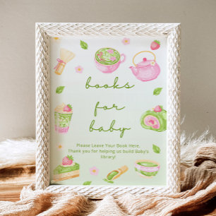 Bücher für Baby Matcha Tea Pink Baby Shower Poster