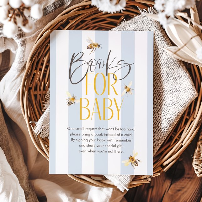 Bücher für Baby Mommy to Bee Blue Baby Shower Begleitkarte (Von Creator hochgeladen)