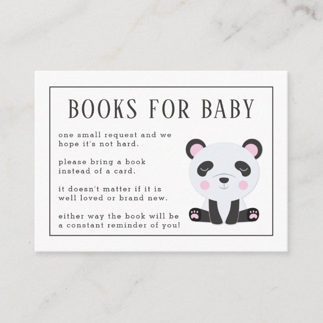 Bücher für Baby Panda Baby Dusche Begleitkarte (Vorderseite)