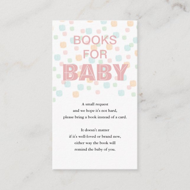 Bücher für Baby Pastel Pink Babydusche Begleitkarte (Vorderseite)