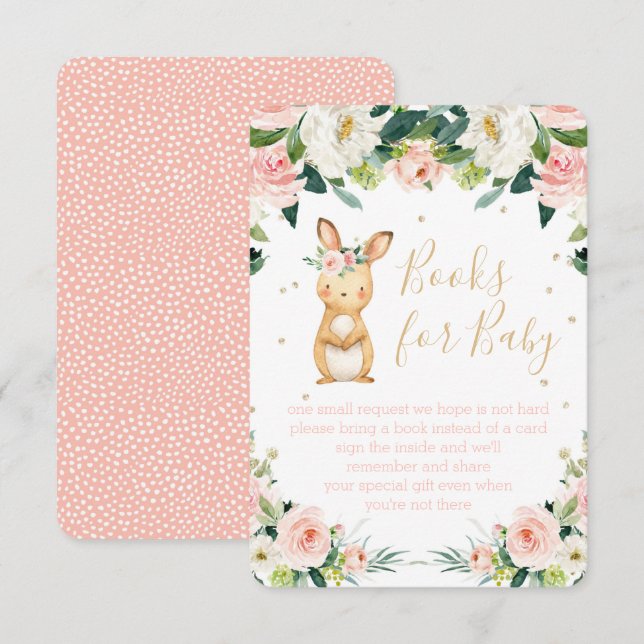 Bücher für Baby Pink Floral einiges Bunny Brown Begleitkarte (Vorne/Hinten)