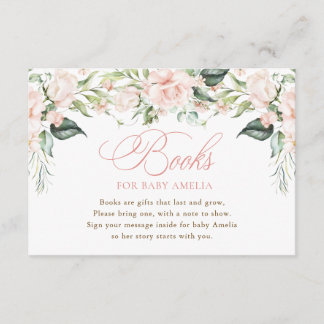 Bücher für Baby Pink Florals Baby Shower Einlage Begleitkarte