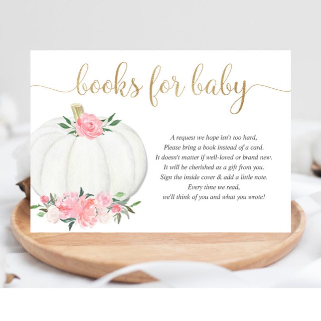 Bücher für Baby Pumpkin Pink Golden Girl Dusche Begleitkarte (Von Creator hochgeladen)