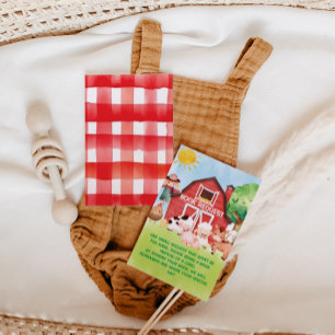 Bücher für Baby Rot Grüne Farmtiere Baby Shower Begleitkarte