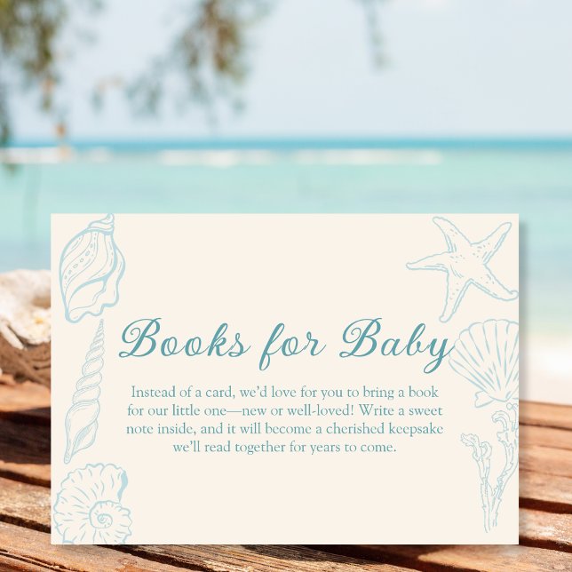 Bücher für Baby Seashell Beach Baby Dusche Begleitkarte (Von Creator hochgeladen)