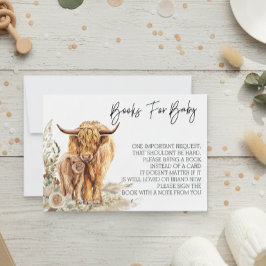 Bücher für Baby Shower Highland Cow Boho Einladung