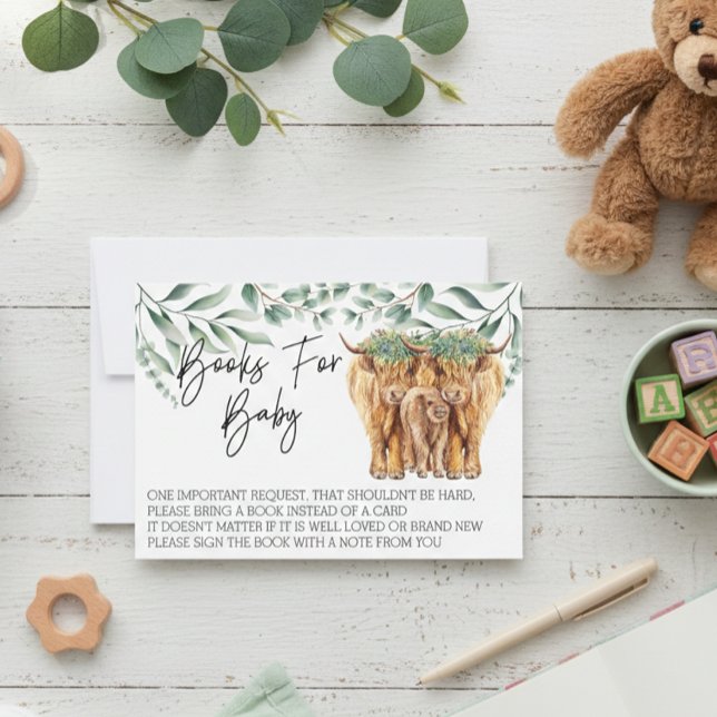 Bücher für Baby Shower Highland Cow Mütter Einladung (Von Creator hochgeladen)