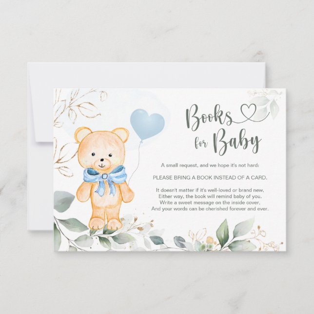 Bücher für Baby Teddy Bear Green Foliage Einladung (Vorderseite)