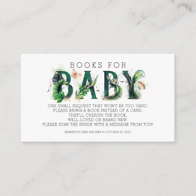 Bücher für Baby Tropical Greenerity Baby Dusche Begleitkarte (Vorderseite)