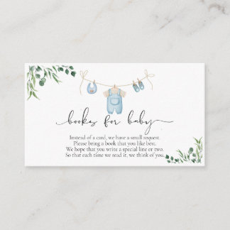 Bücher für Baby Wäscherei Blue Greenery Baby Dusch Begleitkarte