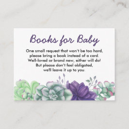 Bücher für Baby Watercolor Succulents Babydusche Begleitkarte