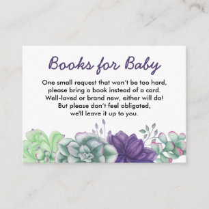 Bücher für Baby Watercolor Succulents Babydusche Begleitkarte