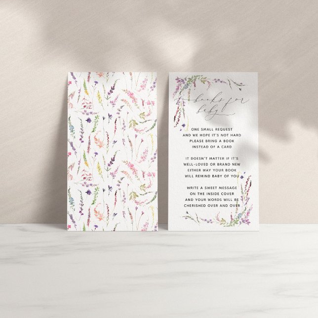 Bücher für Baby Wildblume Floral Baby Dusche Visitenkarte (Von Creator hochgeladen)