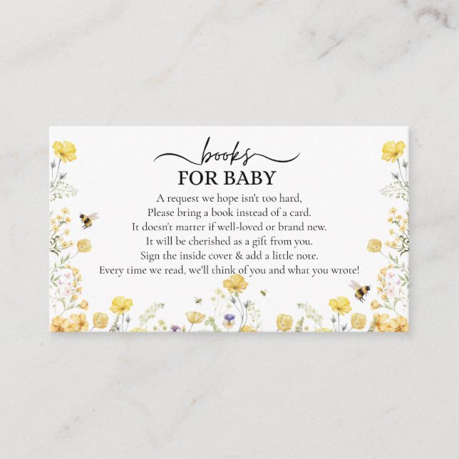 Bücher für Baby-Wildblume-Honigbiene Begleitkarte (Vorderseite)