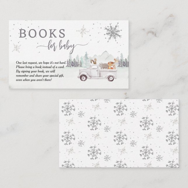 Bücher für Baby Winter Woodland Babydusche Begleitkarte (Vorne/Hinten)