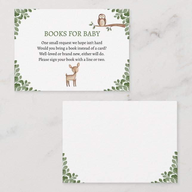 Bücher für Baby Woodland Animals Theme Begleitkarte (Vorne/Hinten)