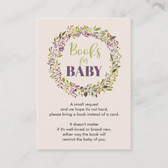 Bücher für Baby Wreath Baby Dusche Begleitkarte (Vorderseite)