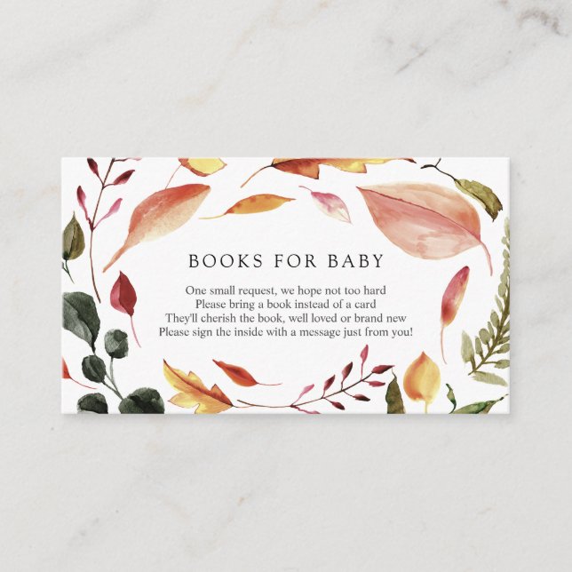 Bücher für Babybettkarte im Herbst Begleitkarte (Vorderseite)
