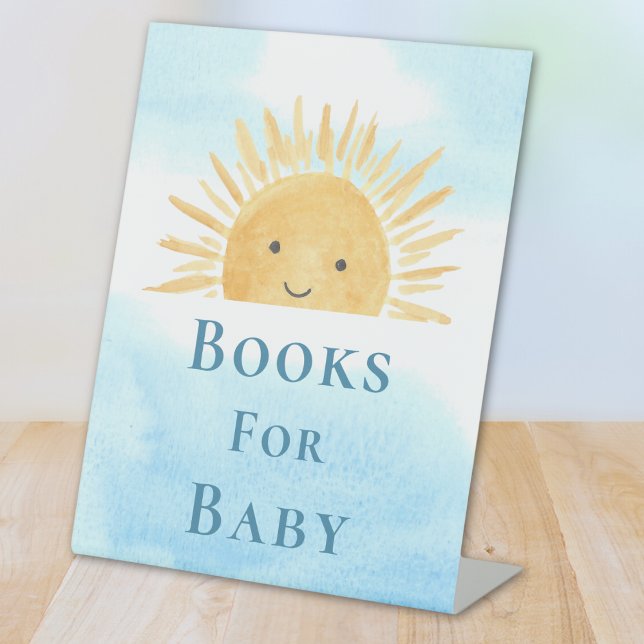 Bücher für Babydusche mit Sonnenschein Sockelschild (Von Creator hochgeladen)