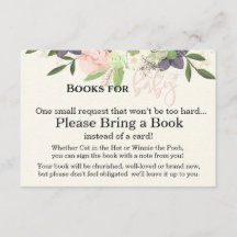 Bücher für Babykarte - Rosa und Lila Blüte