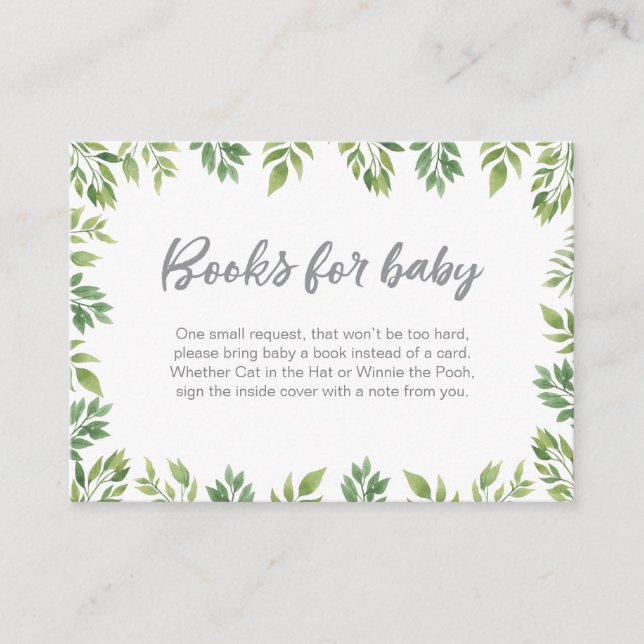 Bücher für Babyleafe Babyduschkarte Begleitkarte (Vorderseite)