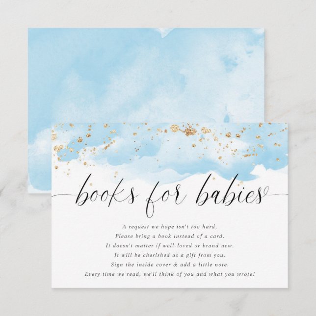 Bücher für Babys mit zwei Jungen Aquarellgold Begleitkarte (Vorne/Hinten)