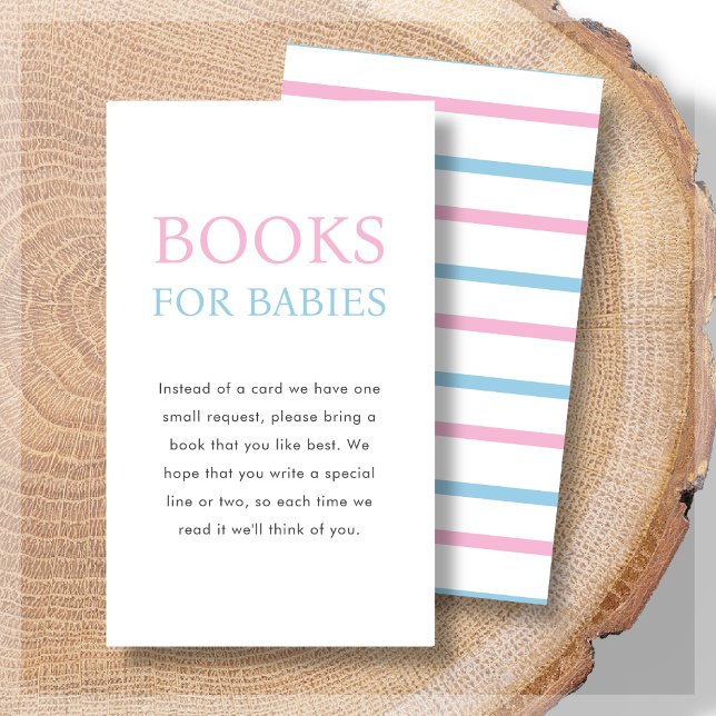 Bücher für Babys | Pink & Blue Twin Baby Dusche Begleitkarte (Von Creator hochgeladen)
