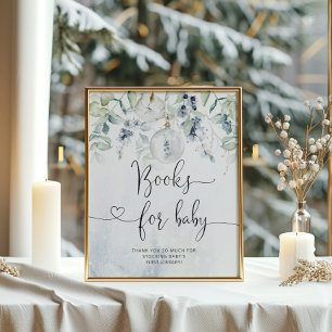 Bücher für Babyzeichen. Winterblaue Bücher für das Poster