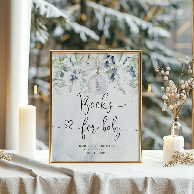 Bücher für Babyzeichen. Winterblaue Bücher für das Poster (Von Creator hochgeladen)