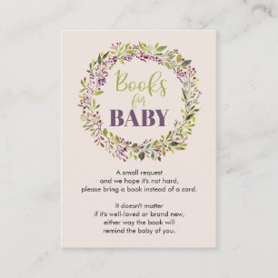 Bücher für BlumenKranz-Babyparty des Baby-  Begleitkarte