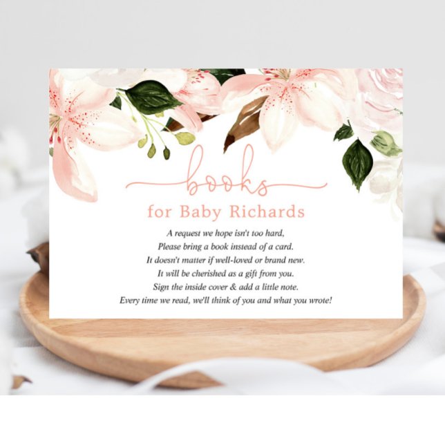 Bücher für Blütenlililie Baby Baby-Dusche Begleitkarte (Von Creator hochgeladen)