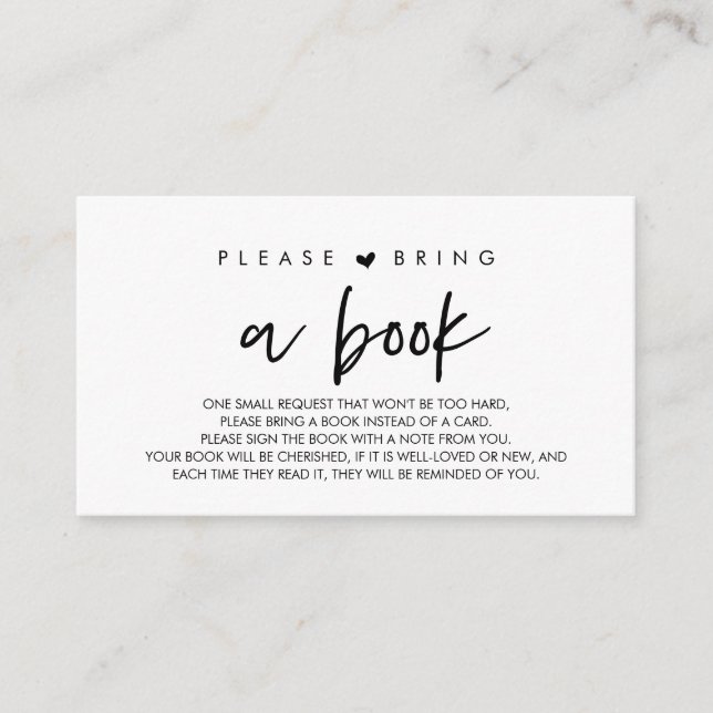 Bücher für das Baby, Moderne Bitte ein Buch mitbri Begleitkarte (Vorderseite)