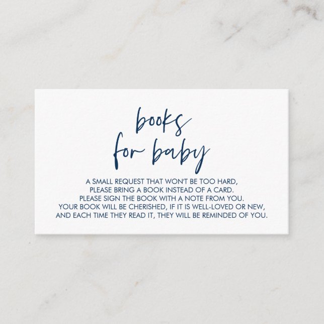 Bücher für das Baby, Moderne Minimal Navy Blue Begleitkarte (Vorderseite)