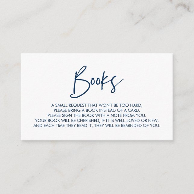 Bücher für das Baby, Moderne Minimal Navy Blue Begleitkarte (Vorderseite)