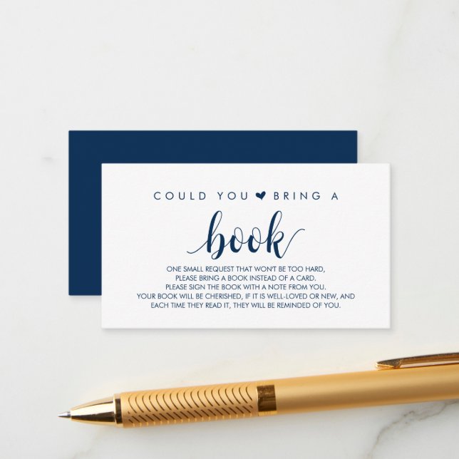 Bücher für das Baby, Modernes Niedliches Navy Blue Begleitkarte (Vorderseite/Rückseite Beispiel)