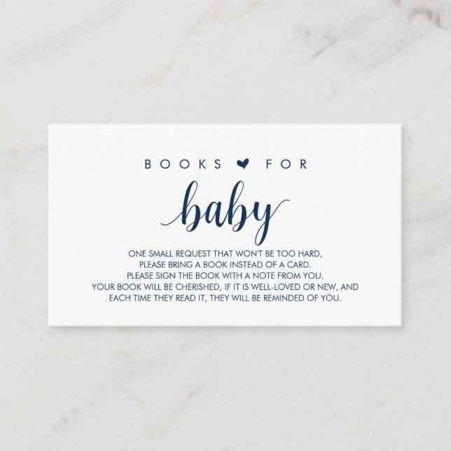 Bücher für das Baby, Modernes Niedliches Navy Blue Begleitkarte (Vorderseite)